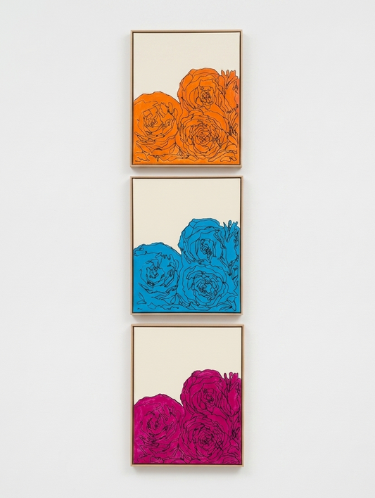Pop Peonies (Triptych 16x20 Each)
