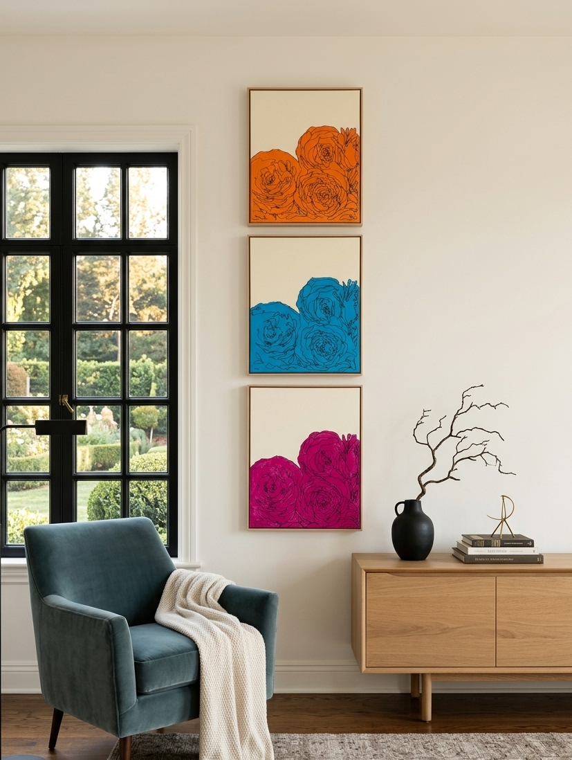 Pop Peonies (Triptych 16x20 Each)
