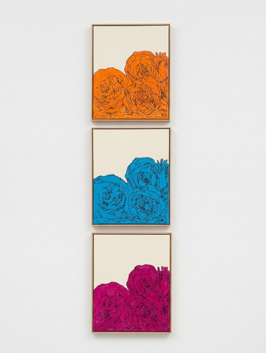 Pop Peonies (Triptych 16x20 Each)